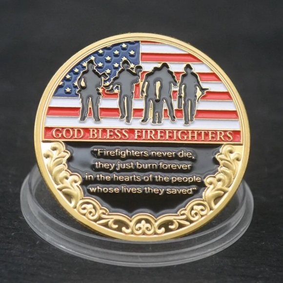 Fire Fighter Challenge Coin Bronze Tone - Picture 2 of 5